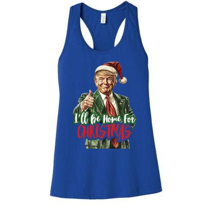 ILl Be Home For Christmas Santa Trump Xmas Pajamas Funny Gift Women's Racerback Tank