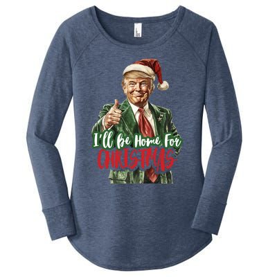 ILl Be Home For Christmas Santa Trump Xmas Pajamas Funny Gift Women's Perfect Tri Tunic Long Sleeve Shirt