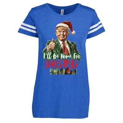 ILl Be Home For Christmas Santa Trump Xmas Pajamas Funny Gift Enza Ladies Jersey Football T-Shirt