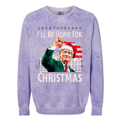 ILl Be Home For Christmas Santa Trump Xmas Pajamas Funny Colorblast Crewneck Sweatshirt