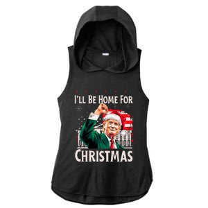 ILl Be Home For Christmas Santa Trump Xmas Pajamas Funny Ladies PosiCharge Tri-Blend Wicking Draft Hoodie Tank