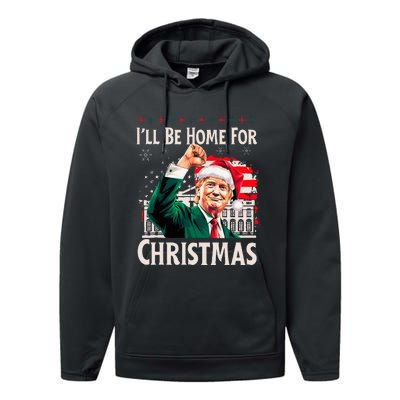 ILl Be Home For Christmas Santa Trump Xmas Pajamas Funny Performance Fleece Hoodie