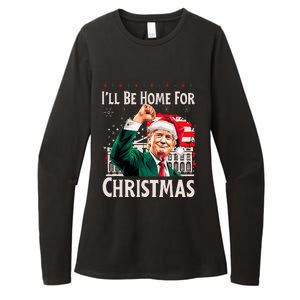 ILl Be Home For Christmas Santa Trump Xmas Pajamas Funny Womens CVC Long Sleeve Shirt