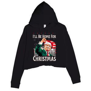 ILl Be Home For Christmas Santa Trump Xmas Pajamas Funny Crop Fleece Hoodie