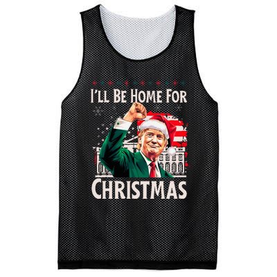 ILl Be Home For Christmas Santa Trump Xmas Pajamas Funny Mesh Reversible Basketball Jersey Tank