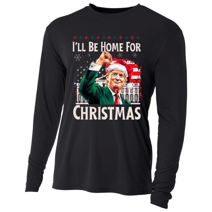 ILl Be Home For Christmas Santa Trump Xmas Pajamas Funny Cooling Performance Long Sleeve Crew