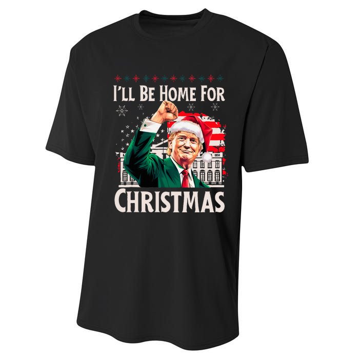 ILl Be Home For Christmas Santa Trump Xmas Pajamas Funny Performance Sprint T-Shirt