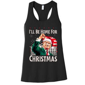 ILl Be Home For Christmas Santa Trump Xmas Pajamas Funny Women's Racerback Tank