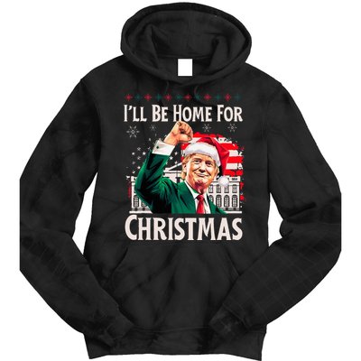 ILl Be Home For Christmas Santa Trump Xmas Pajamas Funny Tie Dye Hoodie