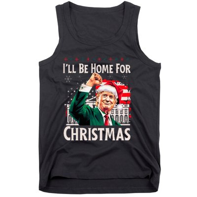 ILl Be Home For Christmas Santa Trump Xmas Pajamas Funny Tank Top