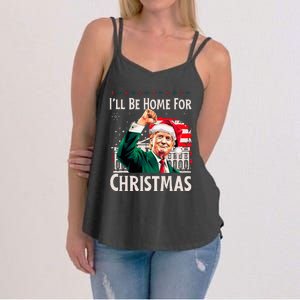 ILl Be Home For Christmas Santa Trump Xmas Pajamas Funny Women's Strappy Tank