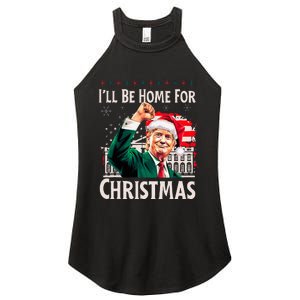 ILl Be Home For Christmas Santa Trump Xmas Pajamas Funny Women's Perfect Tri Rocker Tank