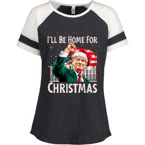 ILl Be Home For Christmas Santa Trump Xmas Pajamas Funny Enza Ladies Jersey Colorblock Tee