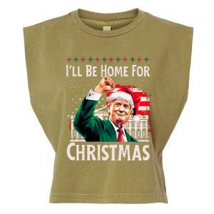 ILl Be Home For Christmas Santa Trump Xmas Pajamas Funny Garment-Dyed Women's Muscle Tee