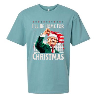 ILl Be Home For Christmas Santa Trump Xmas Pajamas Funny Sueded Cloud Jersey T-Shirt