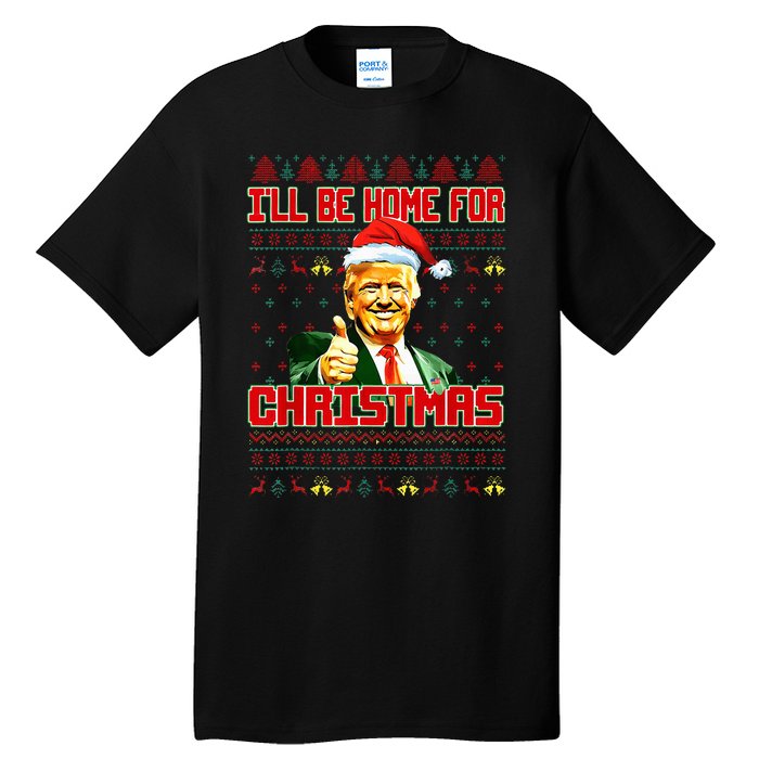 ILl Be Home For Christmas Funny Santa Claus Trump 2024 Tall T-Shirt