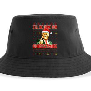 ILl Be Home For Christmas Funny Santa Claus Trump 2024 Sustainable Bucket Hat