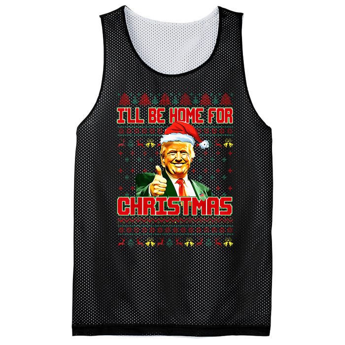 ILl Be Home For Christmas Funny Santa Claus Trump 2024 Mesh Reversible Basketball Jersey Tank