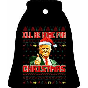 ILl Be Home For Christmas Funny Santa Claus Trump 2024 Ceramic Bell Ornament