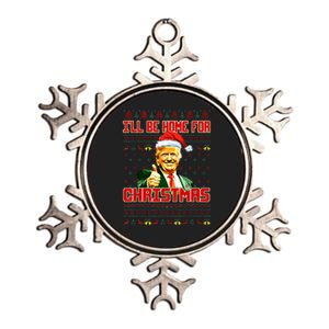 ILl Be Home For Christmas Funny Santa Claus Trump 2024 Metallic Star Ornament