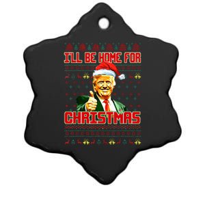 ILl Be Home For Christmas Funny Santa Claus Trump 2024 Ceramic Star Ornament