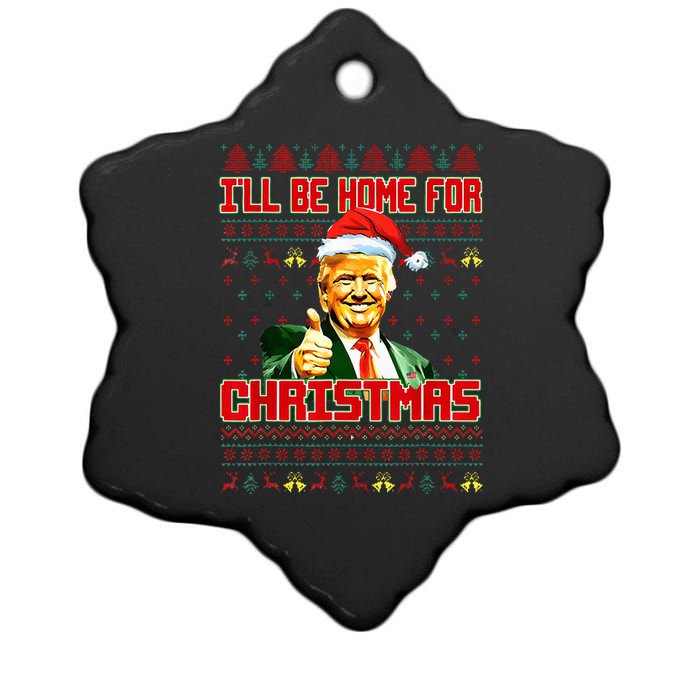 ILl Be Home For Christmas Funny Santa Claus Trump 2024 Ceramic Star Ornament