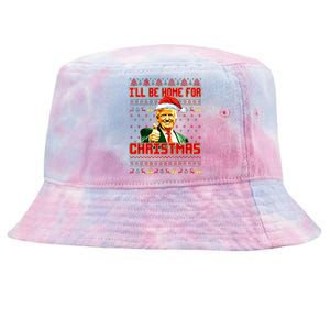 ILl Be Home For Christmas Funny Santa Claus Trump 2024 Tie-Dyed Bucket Hat