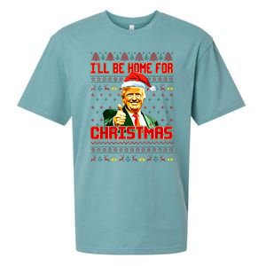 ILl Be Home For Christmas Funny Santa Claus Trump 2024 Sueded Cloud Jersey T-Shirt