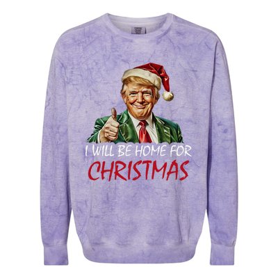 ILl Be Home For Christmas Funny Santa Trump Xmas Pajamas Colorblast Crewneck Sweatshirt