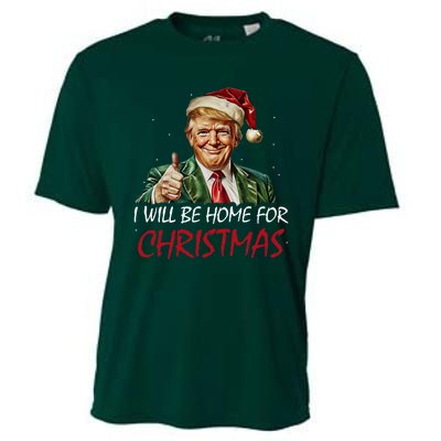 ILl Be Home For Christmas Funny Santa Trump Xmas Pajamas Cooling Performance Crew T-Shirt