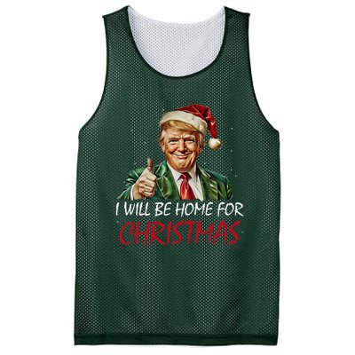 ILl Be Home For Christmas Funny Santa Trump Xmas Pajamas Mesh Reversible Basketball Jersey Tank