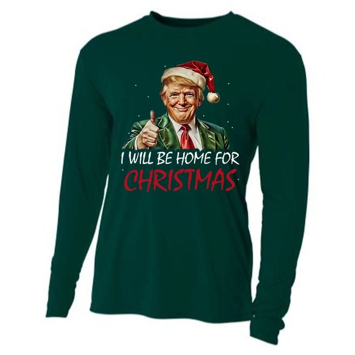 ILl Be Home For Christmas Funny Santa Trump Xmas Pajamas Cooling Performance Long Sleeve Crew