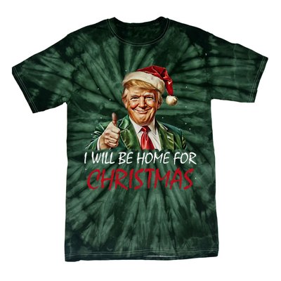 ILl Be Home For Christmas Funny Santa Trump Xmas Pajamas Tie-Dye T-Shirt