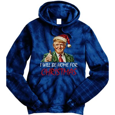 ILl Be Home For Christmas Funny Santa Trump Xmas Pajamas Tie Dye Hoodie