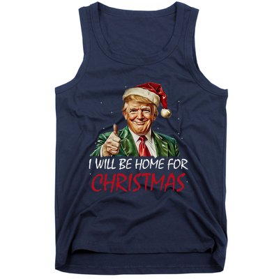 ILl Be Home For Christmas Funny Santa Trump Xmas Pajamas Tank Top