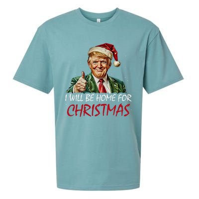 ILl Be Home For Christmas Funny Santa Trump Xmas Pajamas Sueded Cloud Jersey T-Shirt