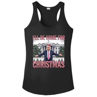 ILl Be Home For Christmas Funny Trump Santa Xmas Holiday Ladies PosiCharge Competitor Racerback Tank