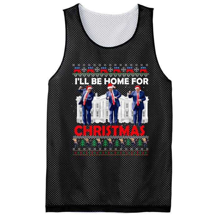 ILl Be Home For Christmas Santa Funny Trump Xmas Pajamas Mesh Reversible Basketball Jersey Tank