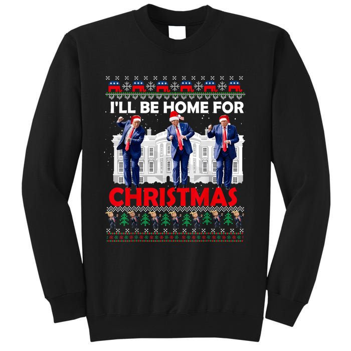 ILl Be Home For Christmas Santa Funny Trump Xmas Pajamas Tall Sweatshirt