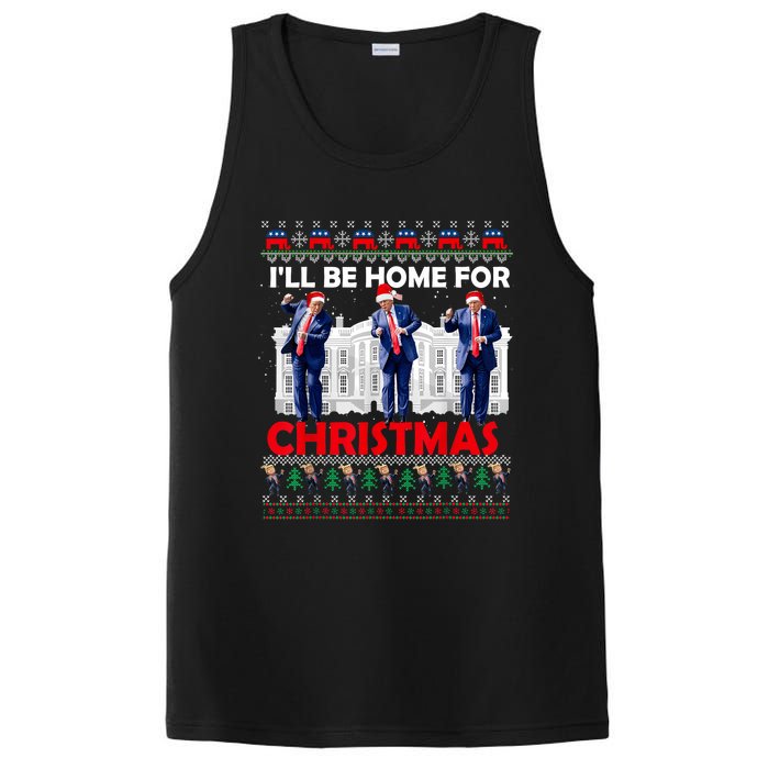 ILl Be Home For Christmas Santa Funny Trump Xmas Pajamas PosiCharge Competitor Tank