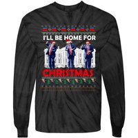 ILl Be Home For Christmas Santa Funny Trump Xmas Pajamas Tie-Dye Long Sleeve Shirt