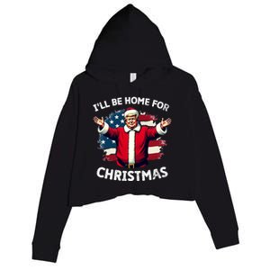 ILl Be Home For Christmas Trump American Flag Gift Crop Fleece Hoodie