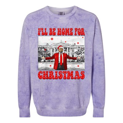 ILl Be Home For Christmas Santa Funny Trump Xmas Pajamas Colorblast Crewneck Sweatshirt