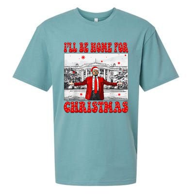 ILl Be Home For Christmas Santa Funny Trump Xmas Pajamas Sueded Cloud Jersey T-Shirt