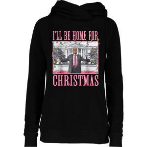 ILl Be Home For Christmas Santa Funny Trump Xmas Pajamas Womens Funnel Neck Pullover Hood