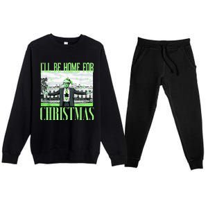 ILl Be Home For Christmas Funny Santa Claus Trump 2024 Premium Crewneck Sweatsuit Set