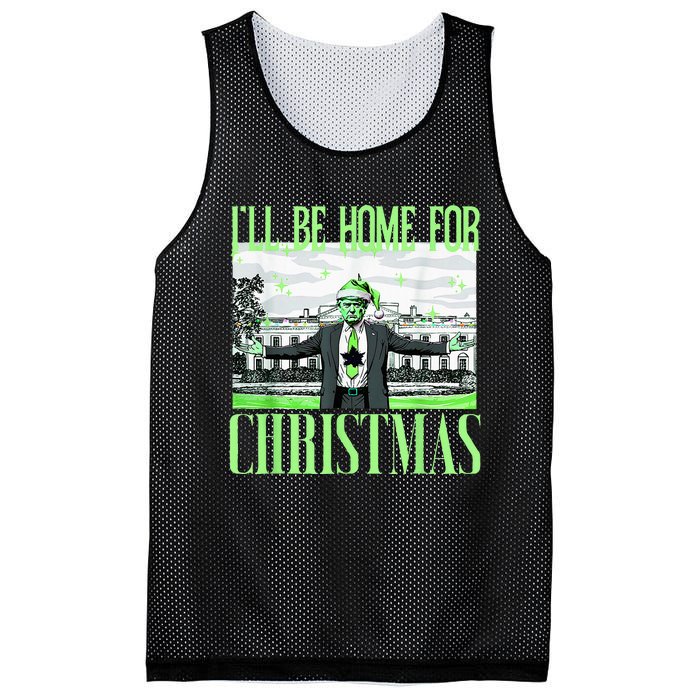 ILl Be Home For Christmas Funny Santa Claus Trump 2024 Mesh Reversible Basketball Jersey Tank