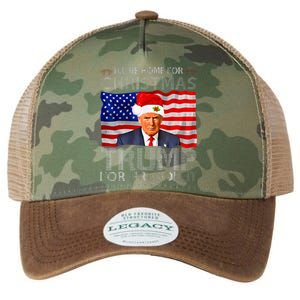 ILl Be Home For Christmas Trump For President American Flag Legacy Tie Dye Trucker Hat