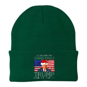 ILl Be Home For Christmas Trump For President American Flag Knit Cap Winter Beanie