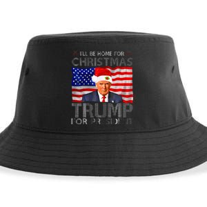 ILl Be Home For Christmas Trump For President American Flag Sustainable Bucket Hat